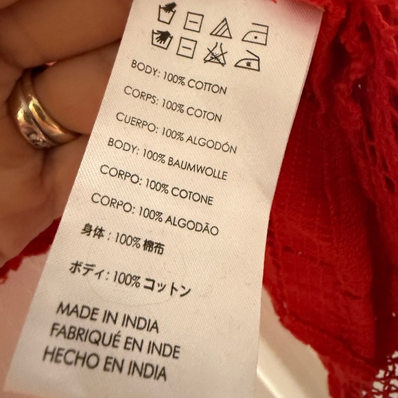 ❤️Free People Bold Red. Off The Coast Crochet Layer NWT hard to find one size ❤️ - Picture 6 of 11